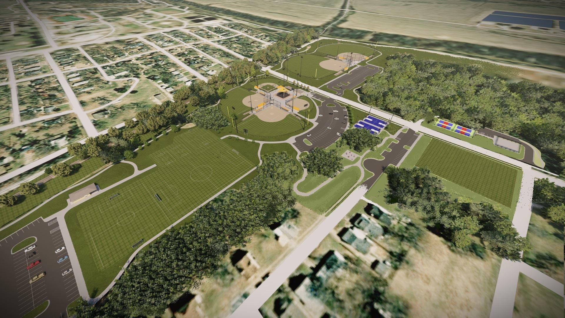 Render of Walkway Surrounding Ballfields 2